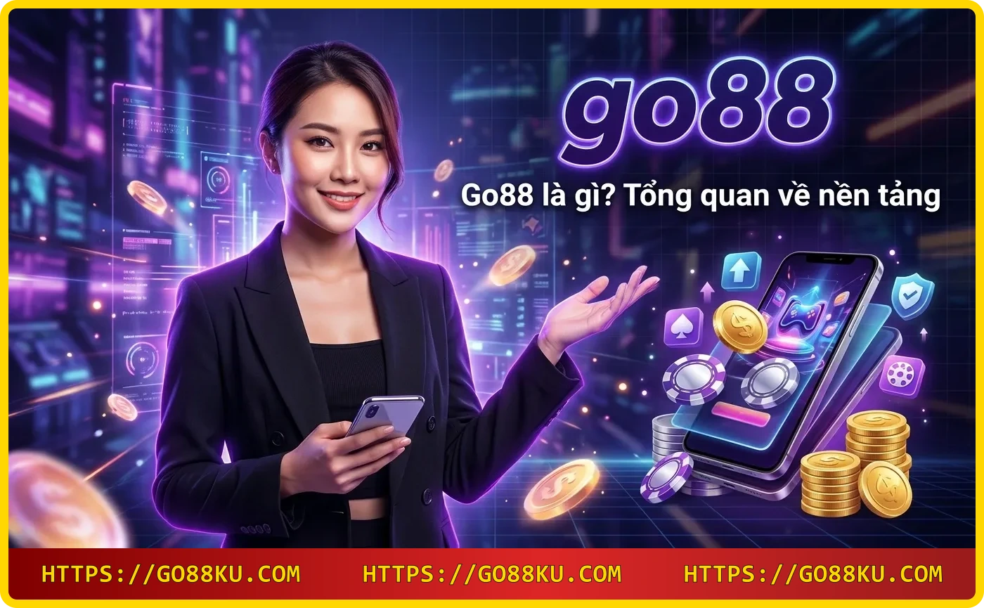 Giao diện nền tảng Go88 với các biểu tượng game bài, slot và thể thao